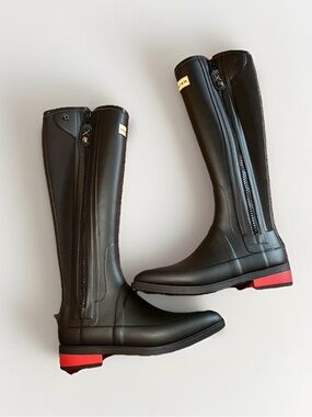 Hunter Women's Size U.S. 5 Wellesley Rubber Tall Black Riding Boots Retired